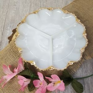 Vintage milk glass divided platter